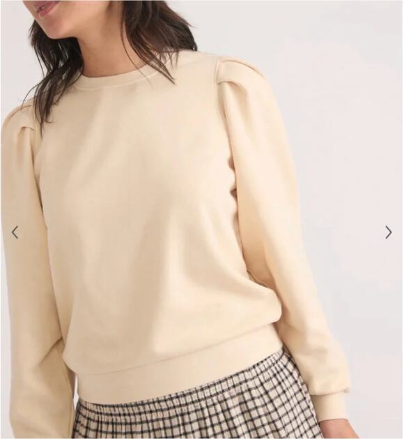Marine Layer Tops - Marine Layer Enya Puff Sleeve Sweatshirt Antique White Women's Small NWT